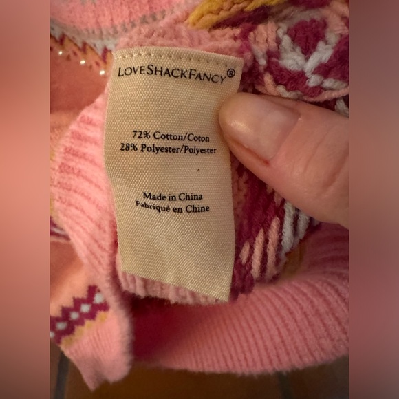 LOVESHACKFANCY Crawley faux pearl-embellished Fair Isle cotton-blend sweater - Picture 3 of 6